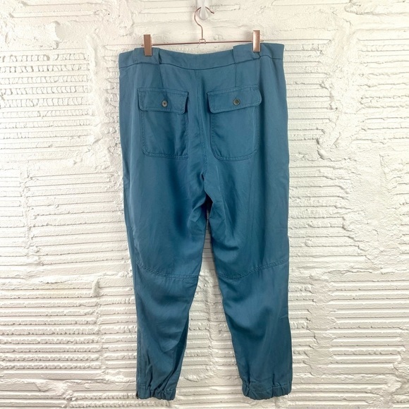 LOFT 100% Lyocell Joggers Teal Blue Color Zipper Ankle Oversized Back Pockets 6 - Picture 9 of 15